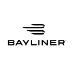 Logotipo BAYLINER con un diseño de alas estilizadas en negro y rojo
